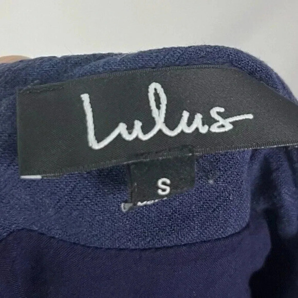 Lulu's Navy Blue High Rise Cropped Wide Leg Pants S - Picture 4 of 4